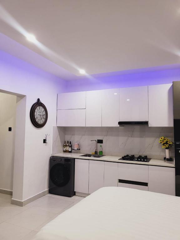 Kuchyň nebo kuchyňský kout v ubytování Stylish Modern Studio Apartment Banana Island Ikoyi