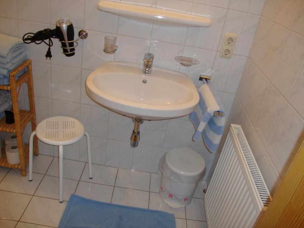 Koupelna v ubytování Pferdehof Almgut
