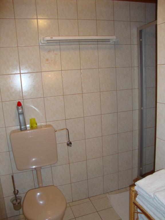 Koupelna v ubytování Pferdehof Almgut