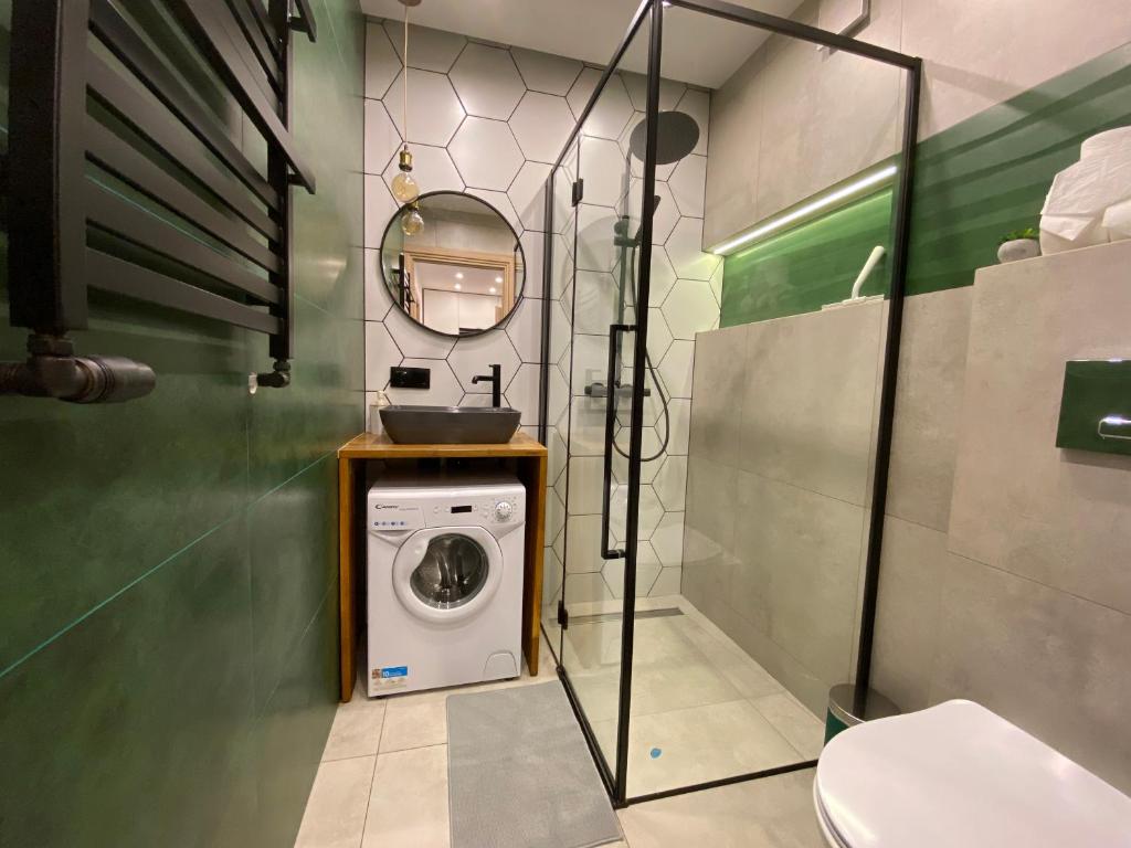 Koupelna v ubytování Leśne Apartamenty - Apartament Zielony