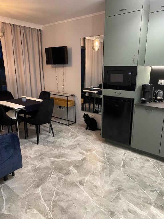 Kuchyň nebo kuchyňský kout v ubytování Apartament w centrum Hel