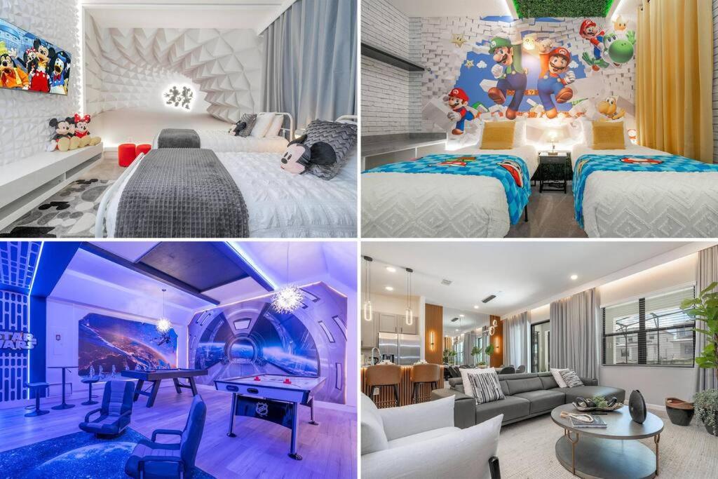 un collage de cuatro fotos de una habitación de hotel en Paradiso Brand New Top Elegance Vacation Home 6086 en Orlando