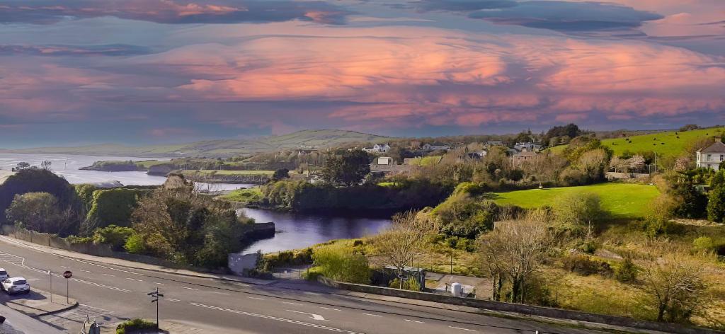 a view of a river and a city with a road at Wild Atlantic Way - Retreat - Sleeps 12 in Ballyshannon