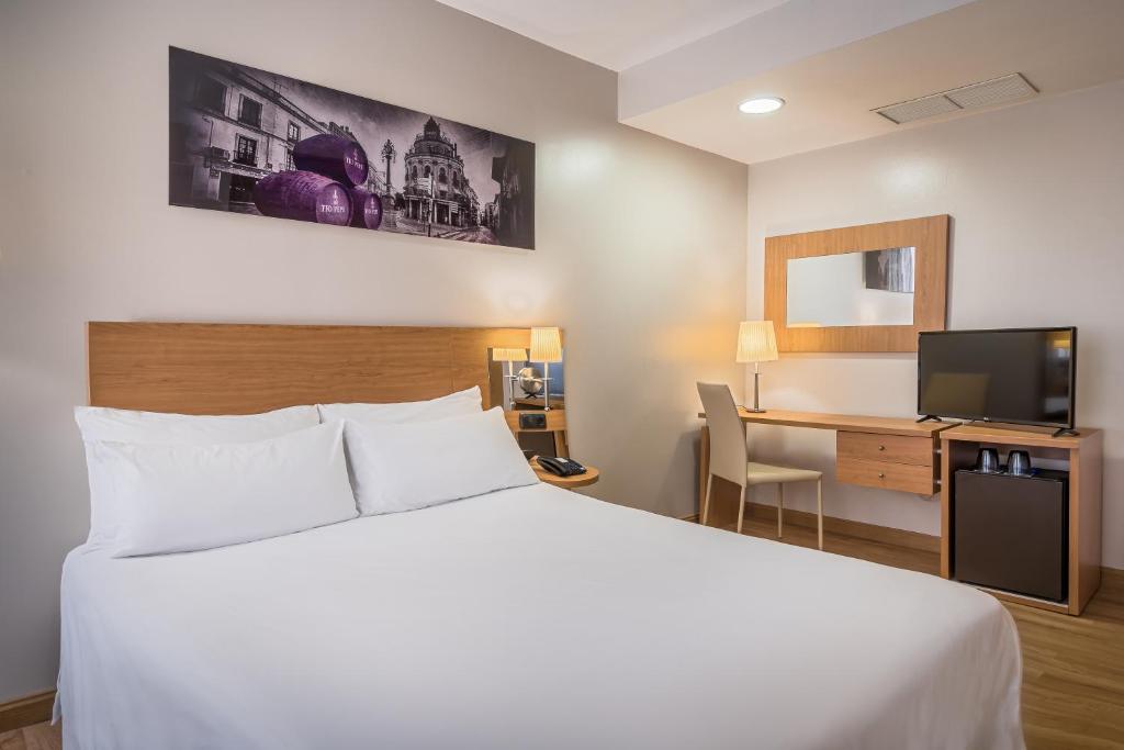 Postel nebo postele na pokoji v ubytování Hotel Jerez Centro