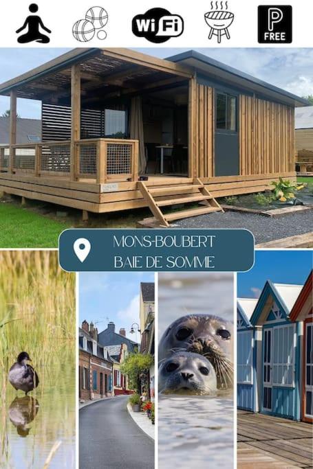 un collage de photos d'une maison avec un collage de photos dans l'établissement Le gîte de la vallée en baie, à Mons-Boubert