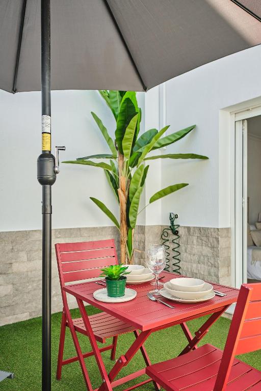Patio alebo iná vonkajšia časť ubytovania Studio Novena Little Apartments