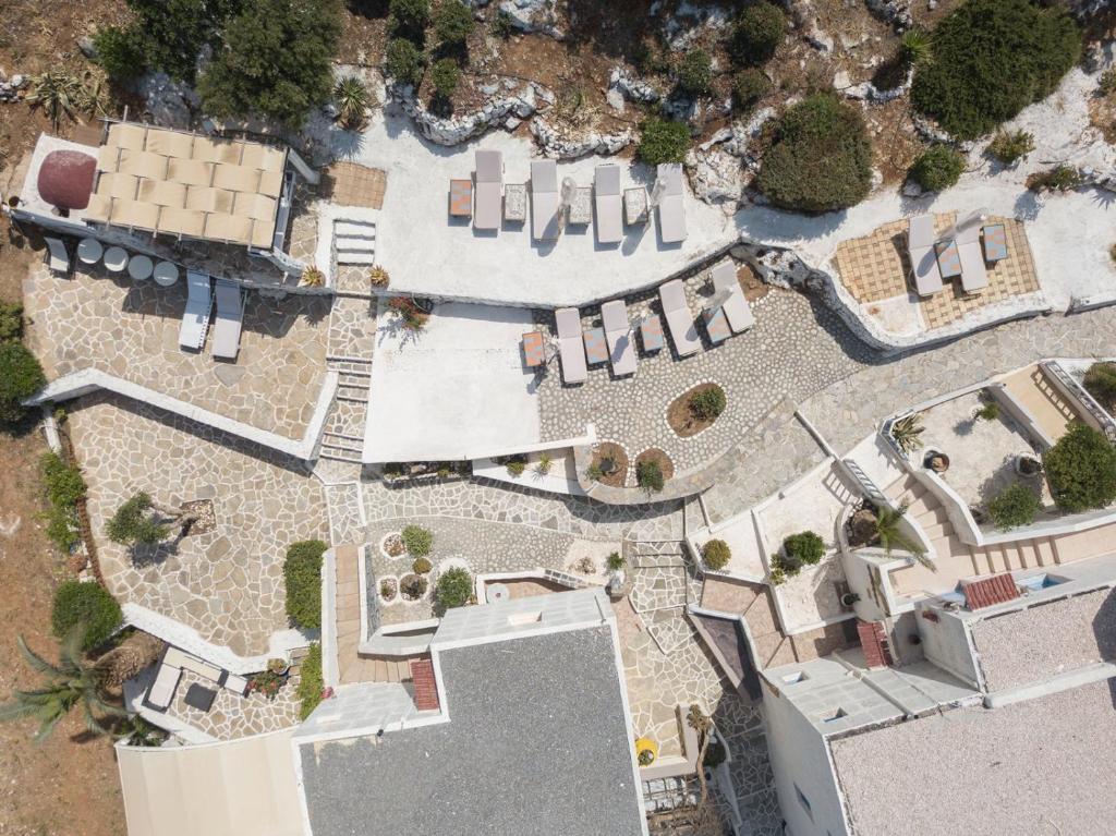 an overhead view of a house with a yard at Entire Villa two floors Sea View in Hersonissos