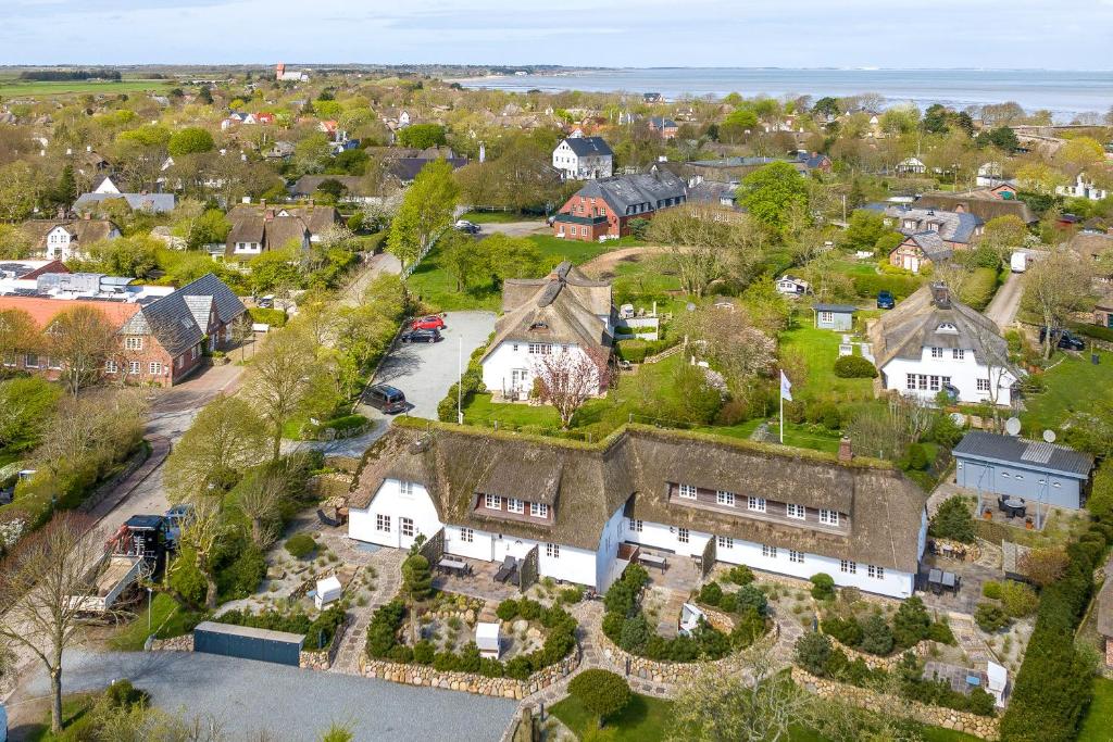 an aerial view of a town with houses at Victoria in Keitum