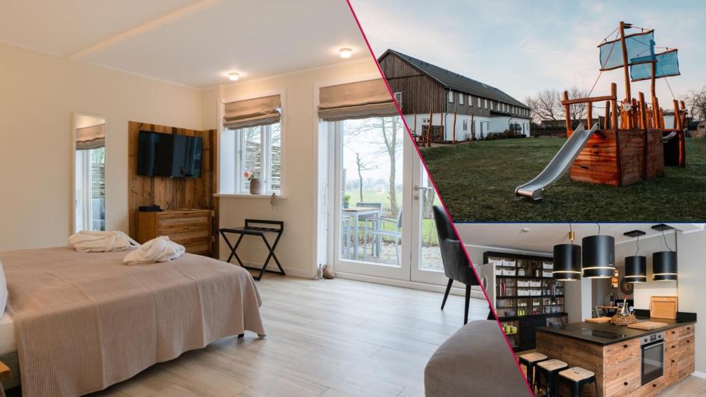 Postel nebo postele na pokoji v ubytování Ferienanlage Landliebe Appartement 3