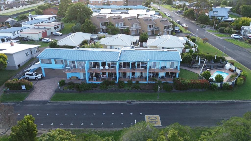an aerial view of a house in a residential neighborhood at BlueWater Apartments in Merimbula