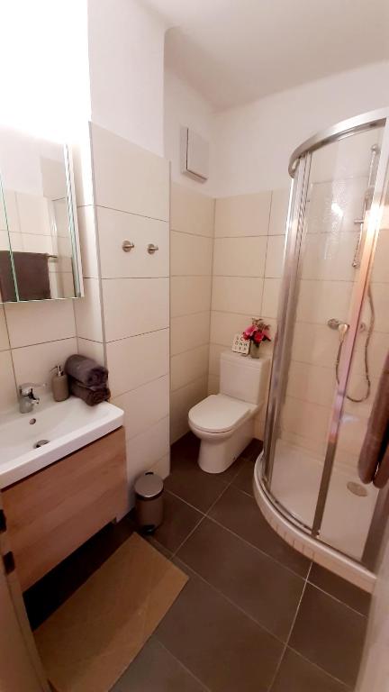 Koupelna v ubytování Barbara's Zimmer im Zentrum