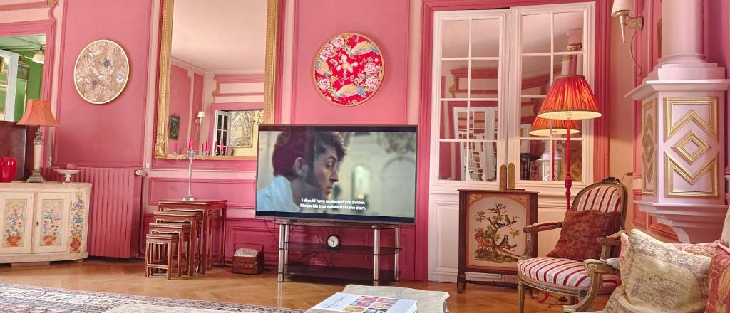 TV a/nebo společenská místnost v ubytování Chateau de la Grand'Maison