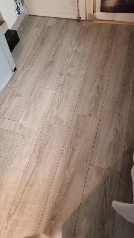 Cette chambre dispose de parquet. dans l'établissement Agréable Appartementbuttes-Chaumont, à Paris