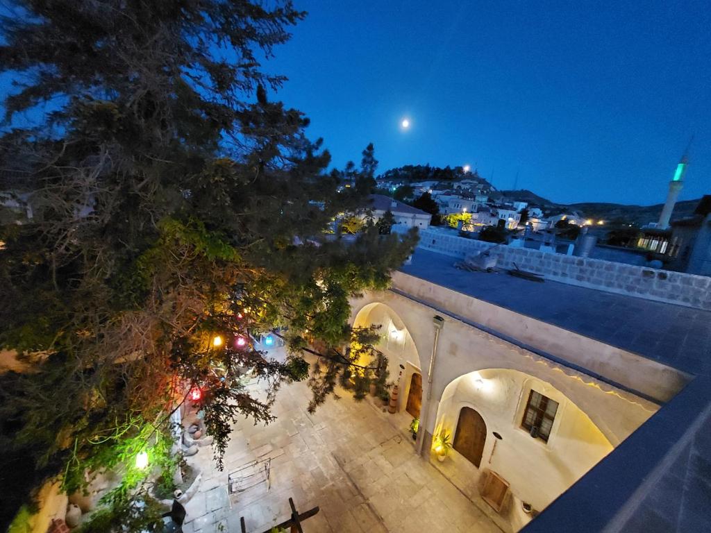 an overhead view of a building at night at ARMEsos Cave Hotel in Ürgüp
