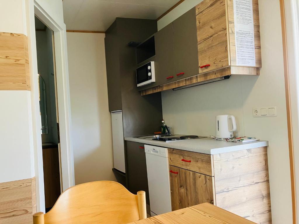 Kuchyň nebo kuchyňský kout v ubytování Polzer CAMPING BÜKFÜRDŐ