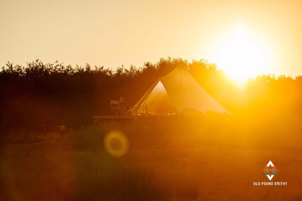 Východ nebo západ slunce při pohledu z luxury tent nebo okolí