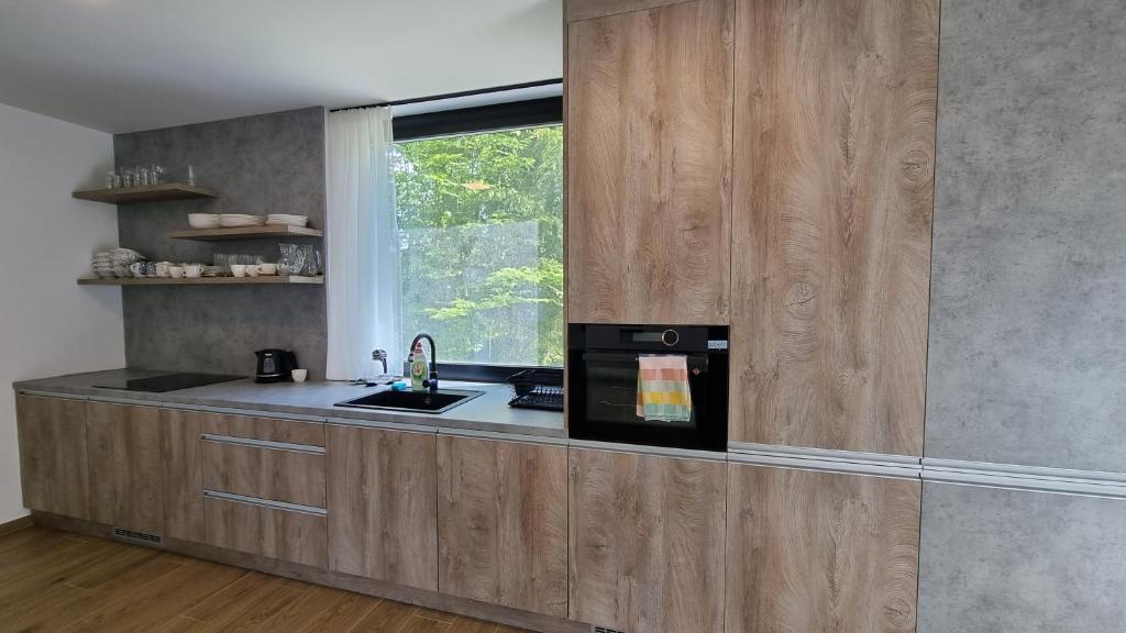 Kuchyň nebo kuchyňský kout v ubytování Chalets Hrabovo