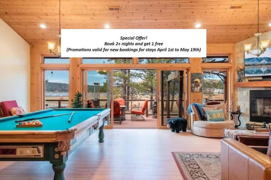 a large living room with a pool table at Lake Time Villa NEW Luxury with HOT TUB in Big Bear Lake