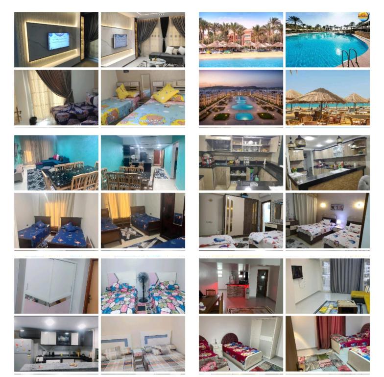 un collage de diferentes fotos de una habitación en Palmera Beach, en Ain Sokhna