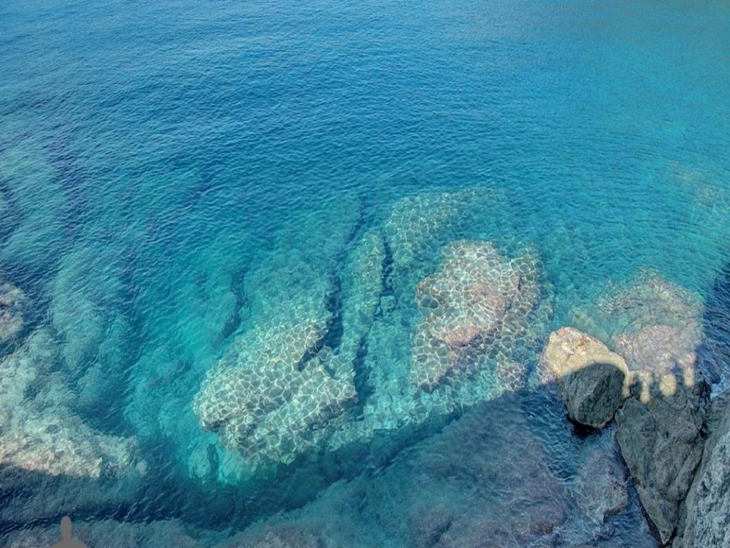 una vista aérea del agua cerca de una orilla rocosa en CASA MARIA ROSA - a pochi passi dal mare, en Bonassola