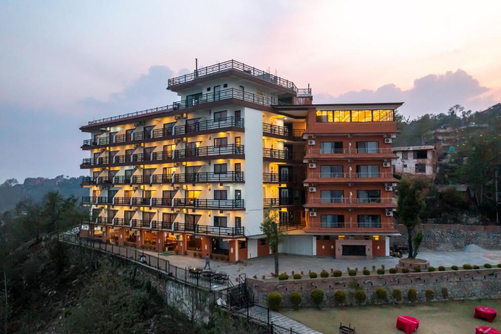 a building on the side of a mountain at Nagarkot Shangrila Resort in Nagarkot