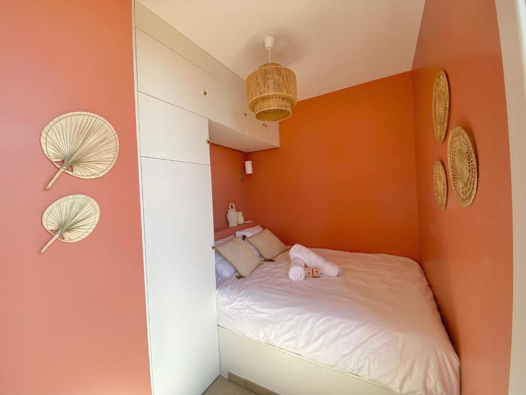 Postel nebo postele na pokoji v ubytování Appartement moderne climatisé Monaco vue Mer