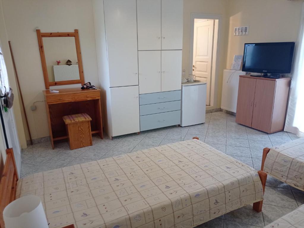 TV a/nebo společenská místnost v ubytování Alexandros Rooms & Studios