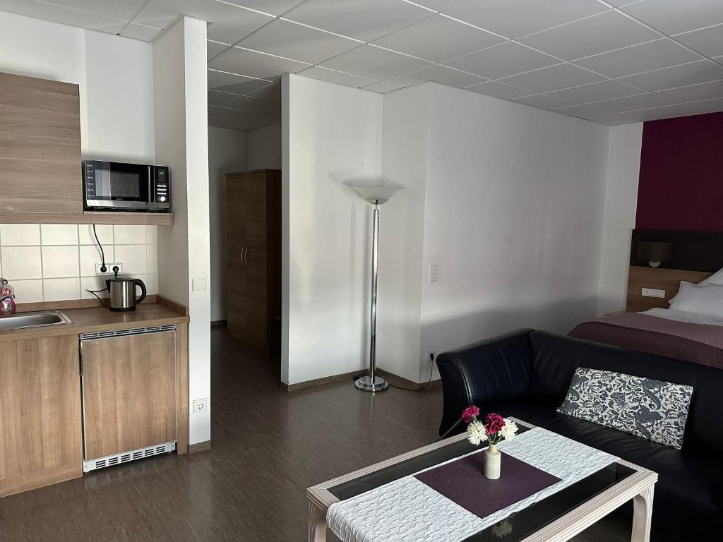 Kuchyň nebo kuchyňský kout v ubytování Hotel Efcannos