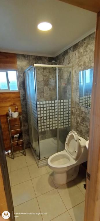 Koupelna v ubytování Cabaña Puyehue