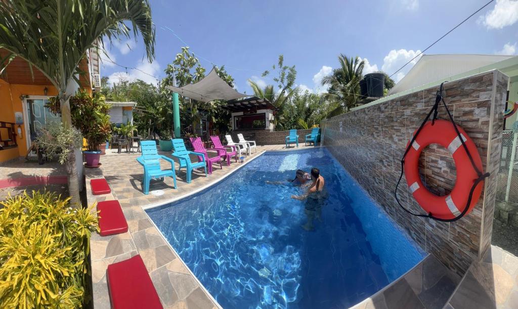 a couple of people in a swimming pool at Posada Ashanty in Providencia