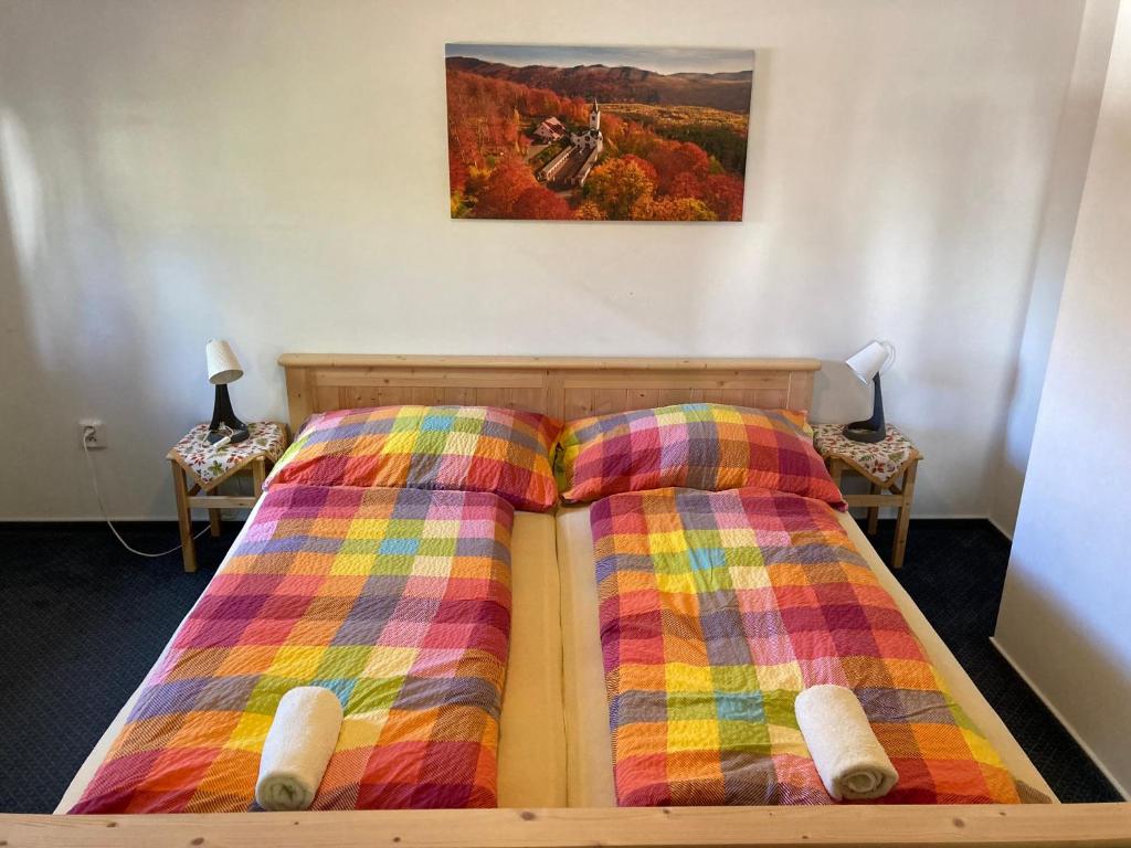 Postel nebo postele na pokoji v ubytování Penzion Eliška