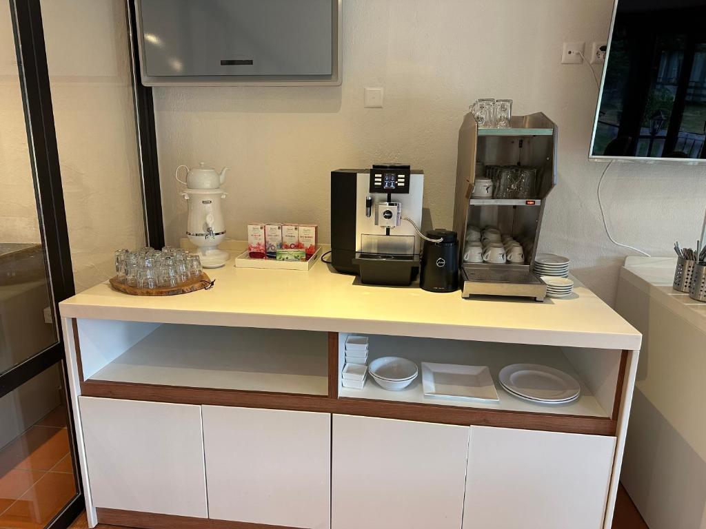 Kuchyň nebo kuchyňský kout v ubytování Hotel Tiziana