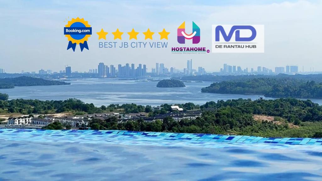 a view of the city from the water with the no logo at HostaHome Suites at Encorp Marina, mins to Legoland Malaysia in Nusajaya