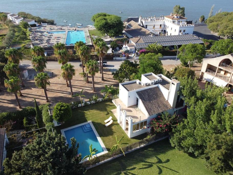 an aerial view of a house with a swimming pool at Sunset Villa Arcos in Arcos de la Frontera