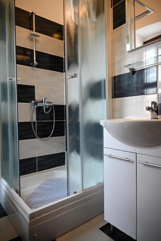 łazienka z prysznicem i umywalką w obiekcie Ivana Rooms w Puli