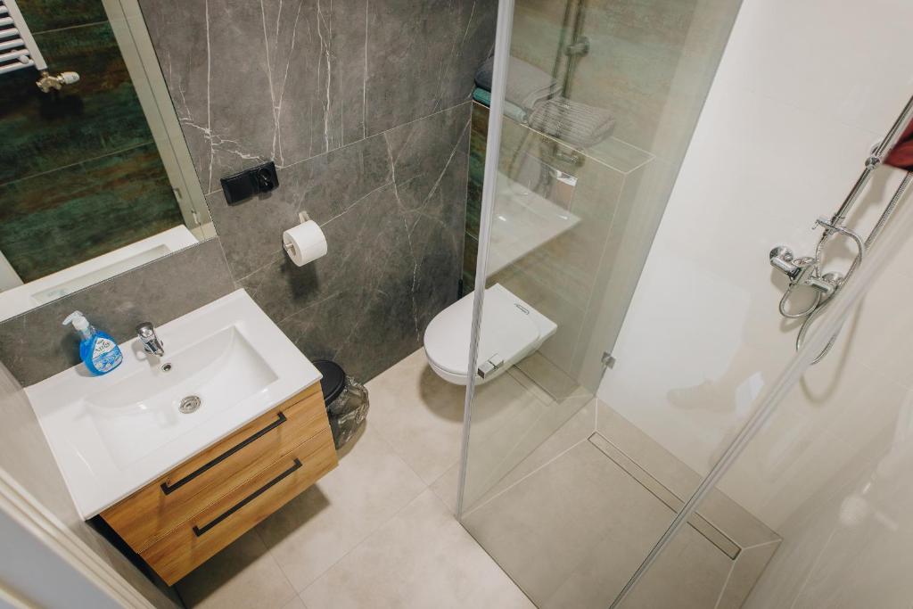 Kúpeľňa v ubytovaní Apartamenty Leśna