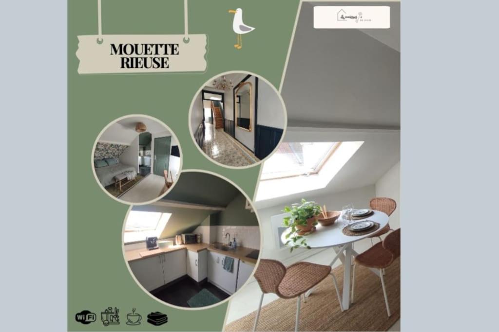 un collage de fotos de una cocina y una sala de estar en Mouette Rieuse, en Malo-les-Bains