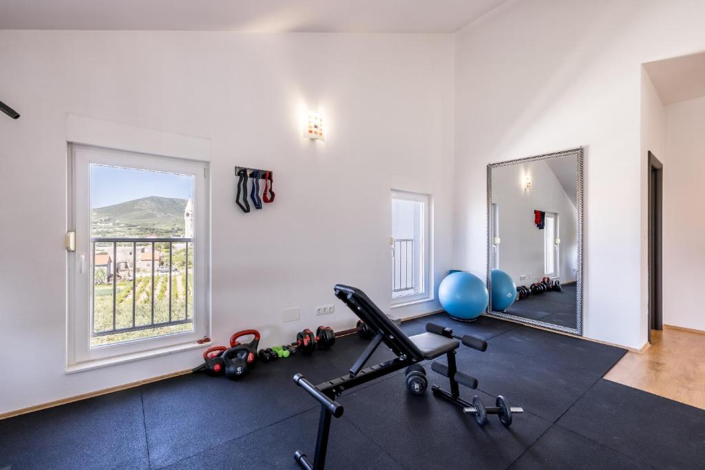 Fitness centrum a/nebo fitness zařízení v ubytování Sun castle holiday house Babic