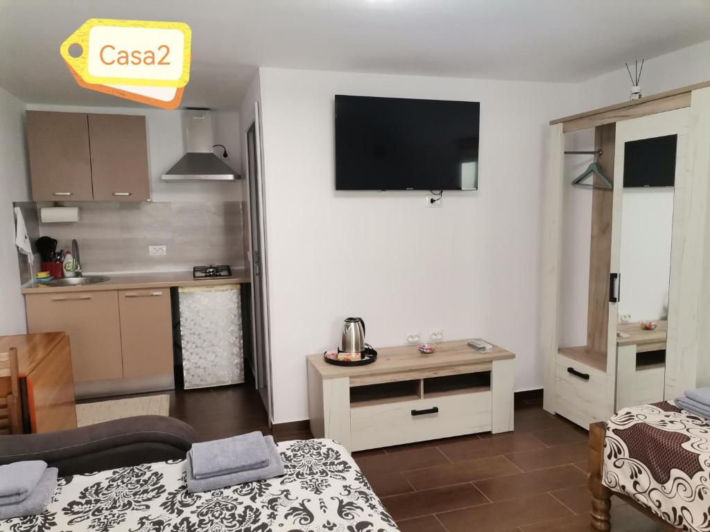 Kuchyň nebo kuchyňský kout v ubytování Casa Dașoveanu