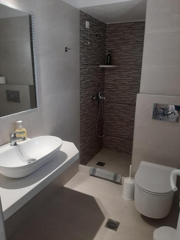 Koupelna v ubytování Asteri Hotel