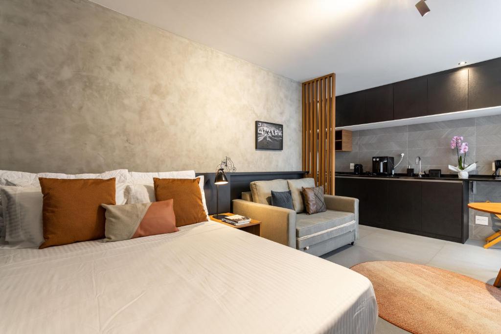 Unhotel - Bossa Design Studios Ipanema, Perto da Praiaにあるベッド