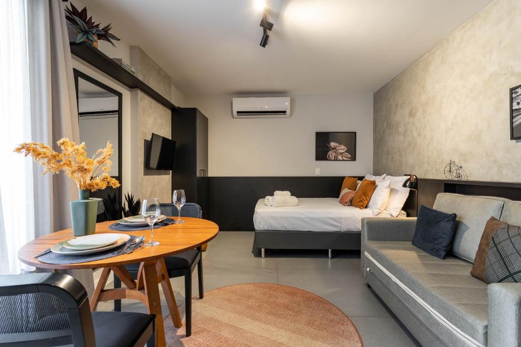 Unhotel - Bossa Design Studios Ipanema, Perto da Praiaにあるベッド