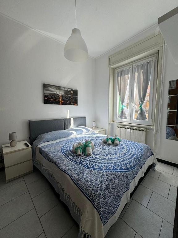 a bedroom with a bed with two pumpkins on it at CASA GUGHI in Rapallo