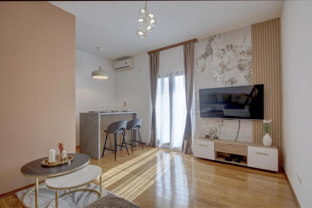 TV a/nebo společenská místnost v ubytování Seaview apartment Risinium