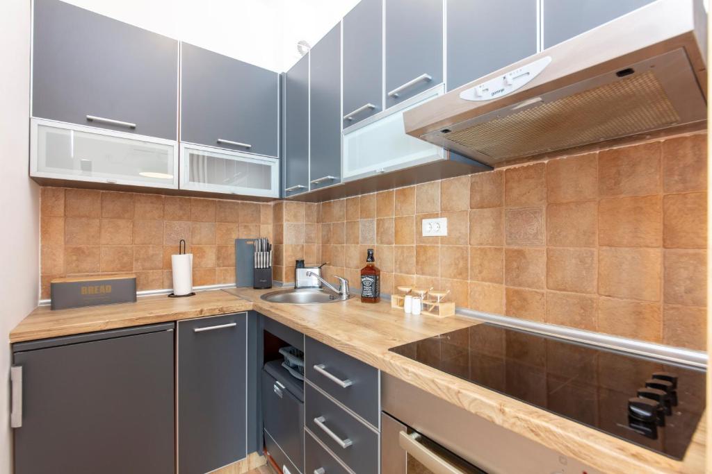 Kuchyň nebo kuchyňský kout v ubytování Seaview apartment Risinium