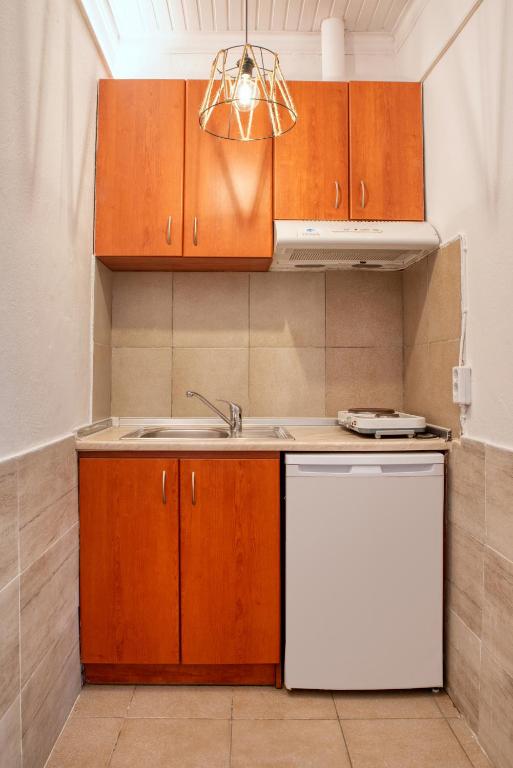 Kuchyň nebo kuchyňský kout v ubytování Ostria Hotel