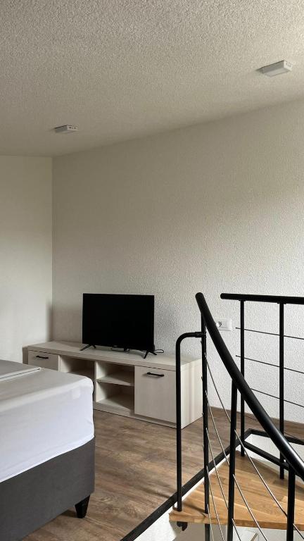Televízia a/alebo spoločenská miestnosť v ubytovaní Apartmani MM