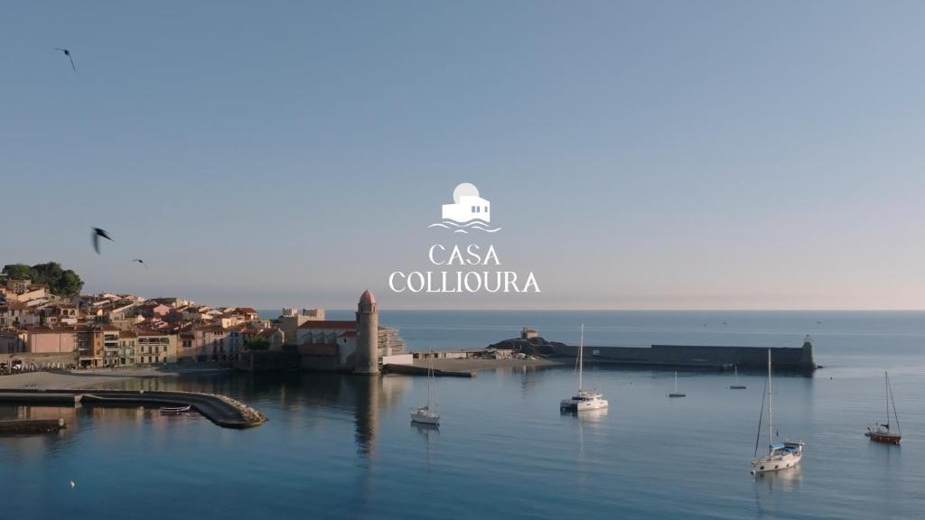 a view of a harbor with boats in the water at Casa Collioura in Collioure