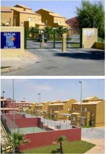 two pictures of a street with houses and a building at Galia Ballena (Rota) - Carlos in Costa Ballena