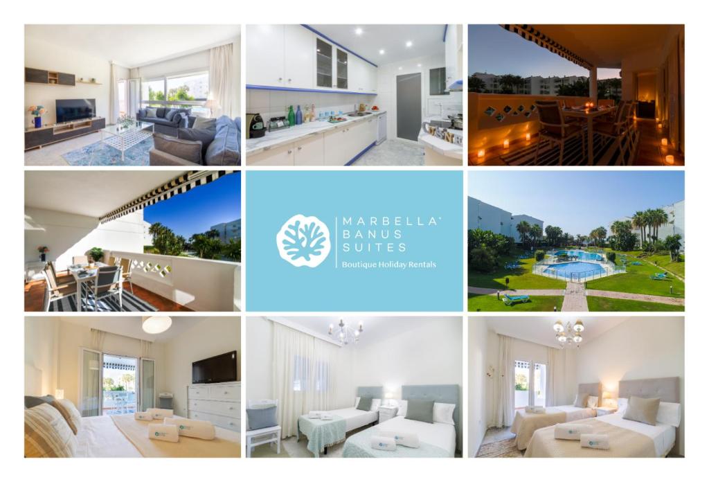 un collage de fotos de una casa en MARBELLA BANUS SUITES - Banus Playa Rocio Beachfront Complex en Marbella